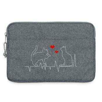 Cats, Heartbeat, Gift for Cat Lover - Laptop bag 13" - heather grey - Front