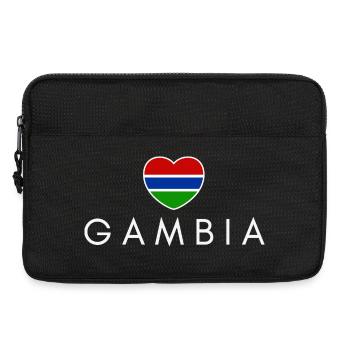 Cœur avec drapeau gambien, j’aime la Gambie - Sacoche pour ordinateur portable 13 pouces - noir - Devant