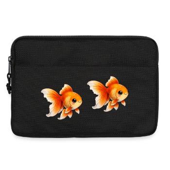 Two Goldfish Pairs Illustration - Laptop bag 13" - black - Front
