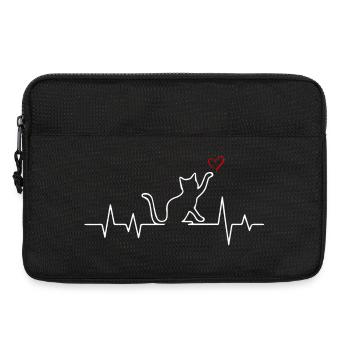 Katze EKG Herzschlag Puls Herz - Laptoptasche 13" - Schwarz - Vorne