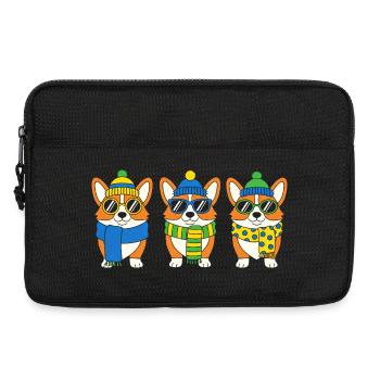 Winter Corgi Trio with Accessories - Laptop bag 13" - black - Front