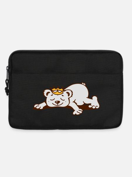 Bär mit Krone schläft - Laptoptasche 13" - Schwarz
