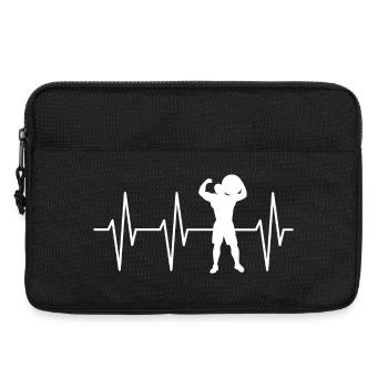 Strongman Herzschlag Symbol stark Kraftsport Logo - Laptoptasche 13" - Schwarz - Vorne
