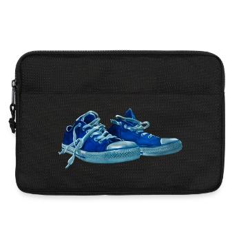 Blue sneaker print - Laptop bag 13" - black - Front