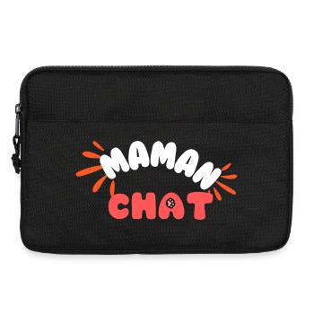 Maman chat: motif doux patte et lettres - Sacoche pour ordinateur portable 13 pouces - noir - Devant