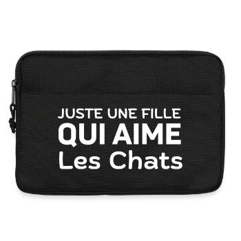 Juste une fille aime les chats - Sacoche pour ordinateur portable 13 pouces - noir - Devant