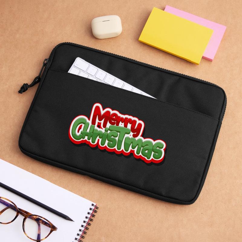 Joyeux Noël Graphique de script gras Sacoche pour ordinateur portable 13 pouces