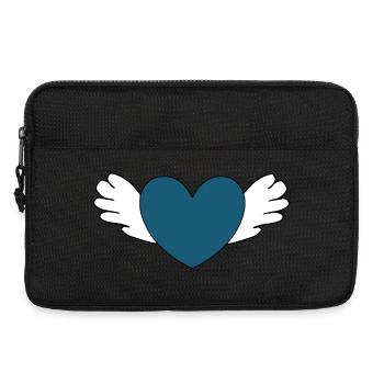 Cœur bleu avec ailes cadeau de la Saint-Valentin - Sacoche pour ordinateur portable 13 pouces - noir - Devant