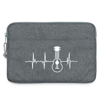 Mon cœur bat pour le ukulélé - Sacoche pour ordinateur portable 13 pouces - gris chiné - Devant