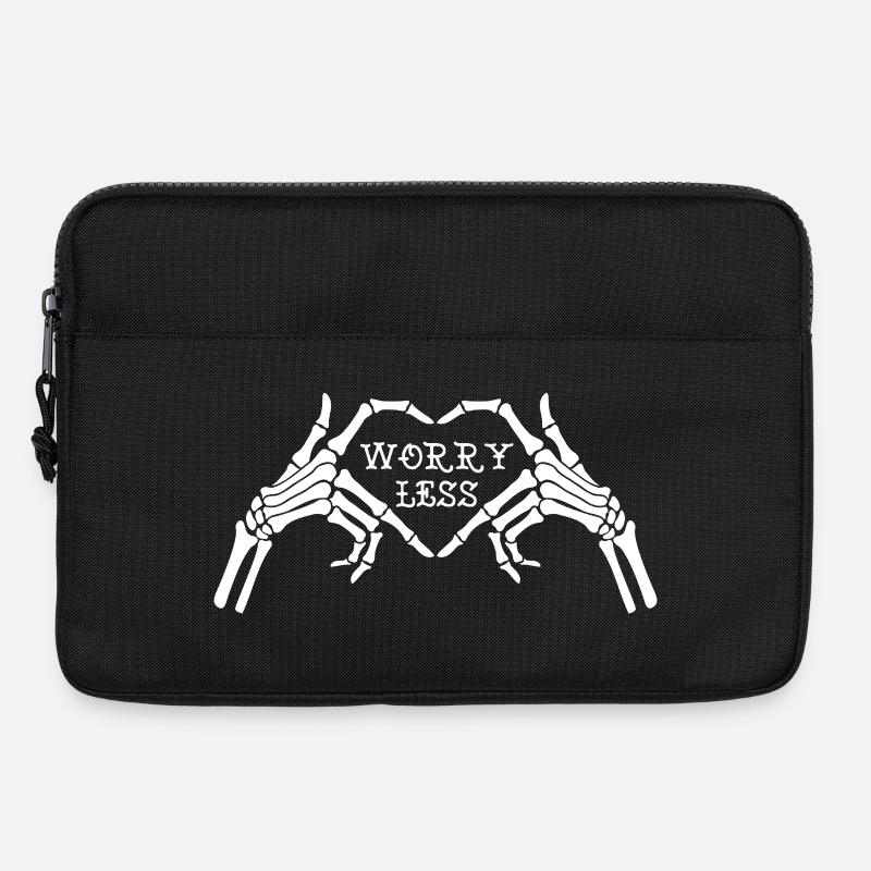 Skelettherz mit sorgenfreiem Text - Laptoptasche 13" - Schwarz