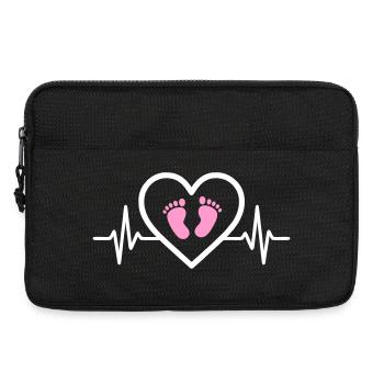 Pregnancy Announcement Heart Pink Footprints Girl - Laptop bag 13" - black - Front