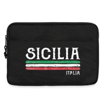 Sicilia Italia Distressed Flag - Laptop bag 13" - black - Front