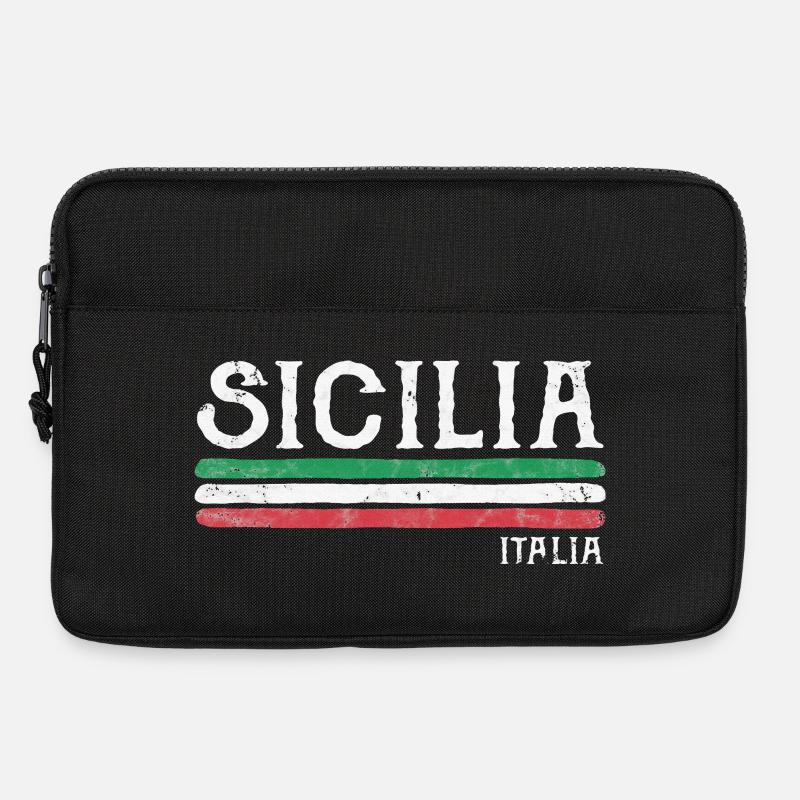 Sicilia Italia Distressed Flagge - Laptoptasche 13" - Schwarz