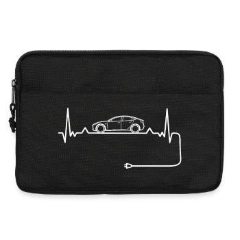 Electric car love with heartbeat Electric cars - Laptop bag 13" - black - Front