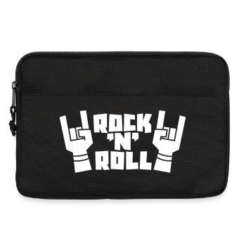 Texte rock’n’roll carré avec des cornes de doigts - Sacoche pour ordinateur portable 13 pouces - noir - Devant