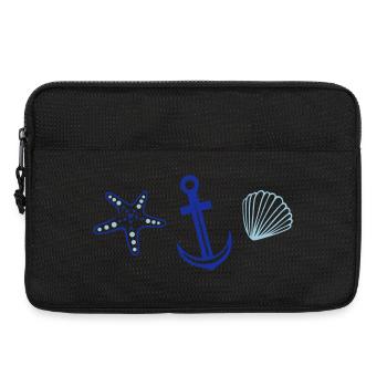 Anker mit Seestern und Muschel. - Laptoptasche 13" - Schwarz - Vorne