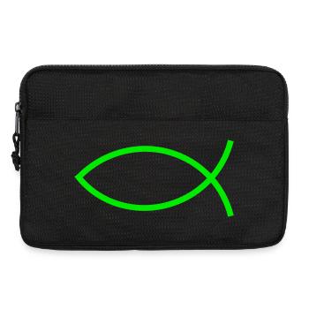 Jésus poisson vert Ichthys poisson poisson poisson poisson - Sacoche pour ordinateur portable 13 pouces - noir - Devant