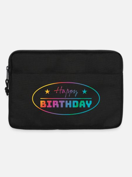 Tshirt happy birthday oval bunt - Laptop bag 13" - black