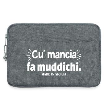 Sizilien Sizilianisches Sprichwort cu mancia fa muddichi - Laptoptasche 13" - Grau meliert - Vorne