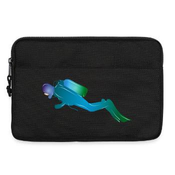 Silhouette de plongeur dans les tons bleu-vert - Sacoche pour ordinateur portable 13 pouces - noir - Devant