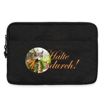 durchhalten kreativ sein Hund mit Karotte im Maul  - Laptoptasche 13" - Schwarz - Vorne
