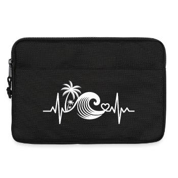 Herzschlag mit Palmen und Welle - Laptoptasche 13" - Schwarz - Vorne