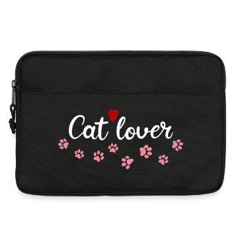 Katzenliebe Rosa und Rotes Herz - Laptoptasche 13" - Schwarz - Vorne