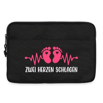 Expectant mother TWO HEARTS BEAT Funny - Laptop bag 13" - black - Front