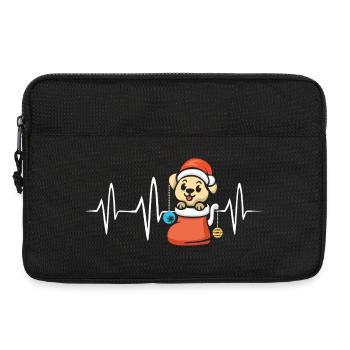 Weihnachtswelpe mit Herzschlaglinie - Laptoptasche 13" - Schwarz - Vorne