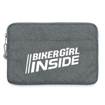 Fille motarde à l’intérieur des lettres (couleur changeable) - Sacoche pour ordinateur portable 13 pouces - gris chiné - Devant