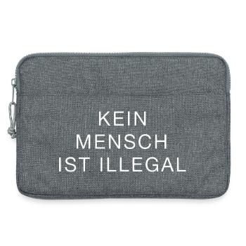 Kein Mensch ist illegal – Statement Design - Laptoptasche 13" - Grau meliert - Vorne