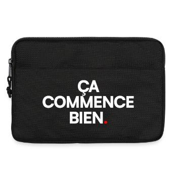 ÇA COMMENCE BIEN | Expression humour minimal - Sacoche pour ordinateur portable 13 pouces - noir - Devant