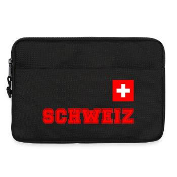 SCHWEIZ Trikot Look - mit Fahne Flagge auf Brust - Laptoptasche 13" - Schwarz - Vorne