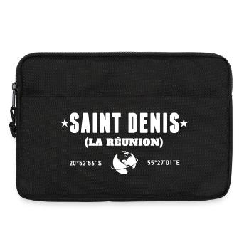 Saint Denis Reunion Coordonnées Blanc - Sacoche pour ordinateur portable 13 pouces - noir - Devant