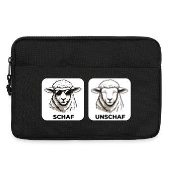 Schaf Unschaf - Wortspiel mit unscharf und Schaf - Laptoptasche 13" - Schwarz - Vorne