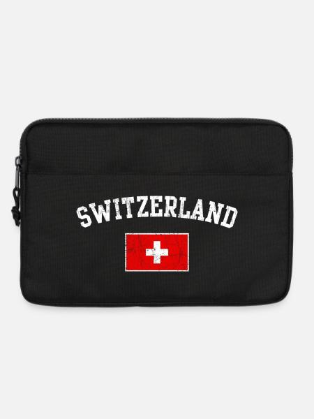 Schweizer Flaggenbogentypografie - Laptoptasche 13" - Schwarz