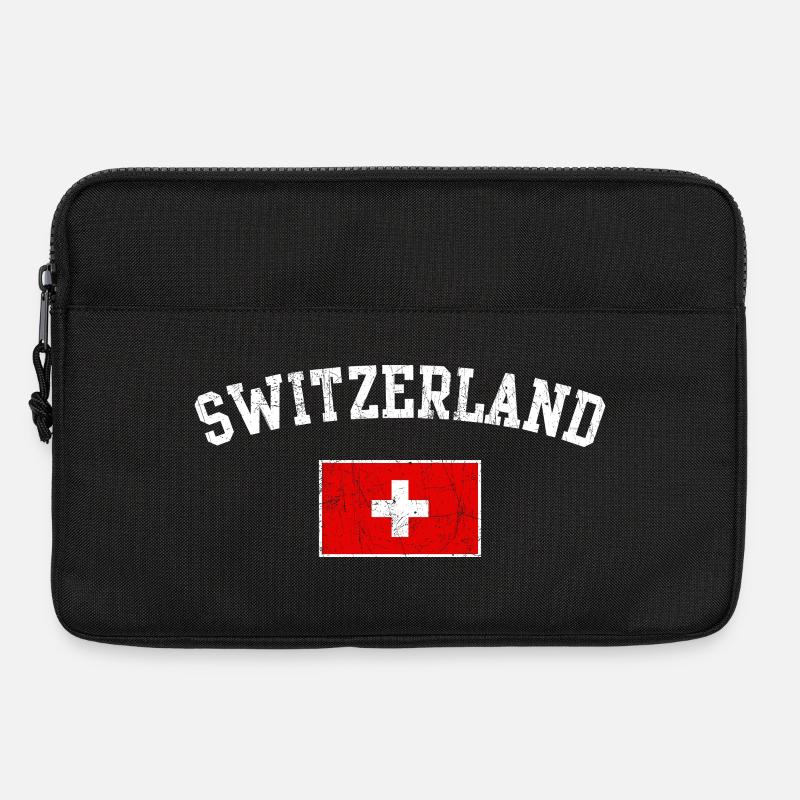 Schweizer Flaggenbogentypografie - Laptoptasche 13" - Schwarz