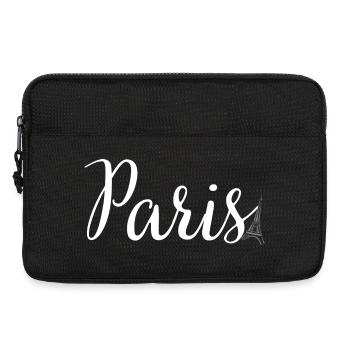 Paris Script with Eiffel Silhouette - Laptop bag 13" - black - Front