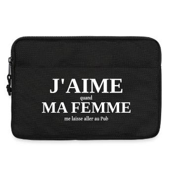 J'aime ma femme humour Pub (bar) - Sacoche pour ordinateur portable 13 pouces - noir - Devant