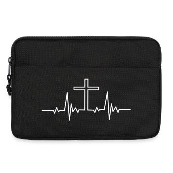 Christian religion a heartbeat with the cross - Laptop bag 13" - black - Front