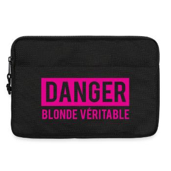 T shirt woman humor danger blonde real - Laptop bag 13" - black - Front