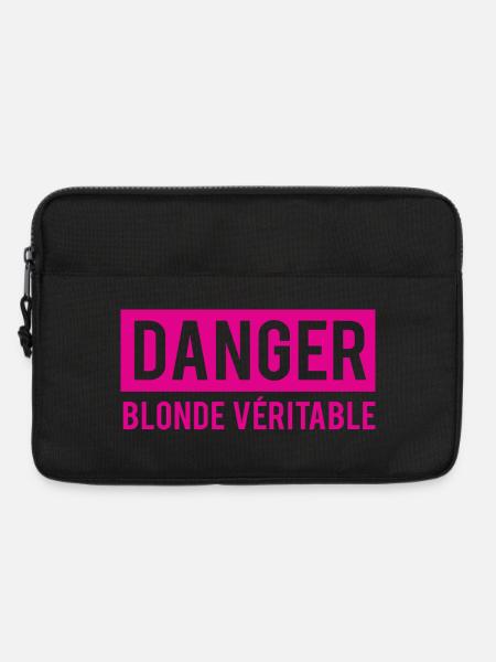 T shirt woman humor danger blonde real - Laptop bag 13" - black