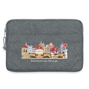 Bunte Stadtsilhouette von Esslingen am Neckar - Laptoptasche 13" - Grau meliert - Vorne