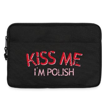 Kiss Me I'm Polish – Worn Text Design - Laptop bag 13" - black - Front