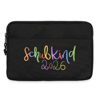 Schulkind 2026 Regenbogen Schrift - Laptoptasche 13" - Schwarz - Vorne