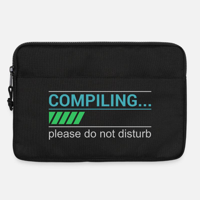 Funny Programmer T-Shirt - Compiling Please - Laptop bag 13" - black