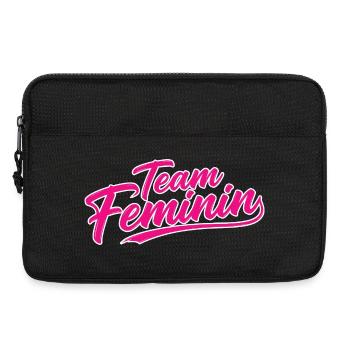Team Feminin – Pink Girl Power Statement Design - Laptop bag 13" - black - Front