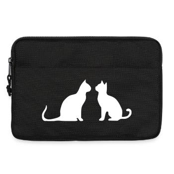 Weiße Katze 2 Katzen Silhouetten Geschenk  - Laptoptasche 13" - Schwarz - Vorne