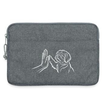 Hund Handschlag High Five Pfote Mensch Verbindung - Laptoptasche 13" - Grau meliert - Vorne