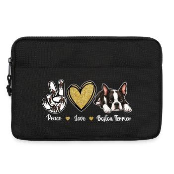 Peace Love Boston Terrier Maman Rétro de Chien - Sacoche pour ordinateur portable 13 pouces - noir - Devant